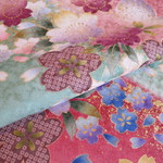 🐇京友禅 桃色 金彩桜模様 振袖用見本裂 正絹 丹後ちりめん No.260【97ｃｍ×38ｃｍ】和布 生地 はぎれ リメイク素材 silk100%