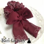 【今日の100円引き💕】1個限定✨さらにもこもこ✨ふわもこ🎀リボン付きシフォンシュシュ❤(バーガンディ)