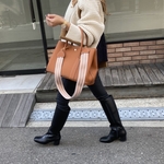シボ風エコレザートートバッグ☆Lサイズ【35cm】☆A4収納サイズ☆通勤、通学に便利なサイズ☆ブラウン色