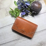 貴方色に染まる♡片手に収まる本革ミニ財布　　オイルレザー　三つ折り財布　ミニマル財布　