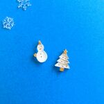 再販！ぷちっとクリスマス ホワイトツリー＆雪だるまのピアス/イヤリング