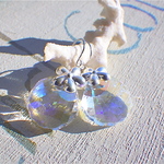 Crystal Seashell& Starfish Earrings--sv925