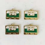 Gold Green Cassette Tape Pendant Tops