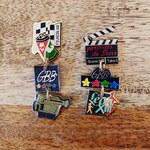 vintagetoffee　vintagepins　カチンコ　Clapperboard　映画　フィルム　写真　ヴィンテージ　アンティーク　ピアス　イヤリング