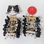 リボンと猫のイヤリング/ピアス