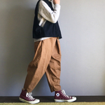 ■センタータックコクーンパンツ■チノクロス■キャメルブラウン