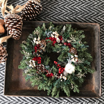 Christmas Wreath White cotton
