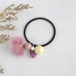 388.くすみピンク　ジャラジャラヘアゴム　ミンクファー