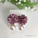 ✨再販✨つけ心地軽め♡【金属アレルギー対応】スウェードフラワー✴︎✴︎コットンパール♡ピアス✨