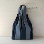 体操服袋*デニム×紺ヒッコリー×グリーン*入園入学