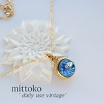 ブルーABスクリュー模様のネックレス　ヴィンテージ