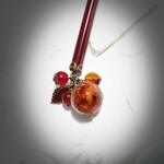②キャラメル色紫陽花のガラス玉かんざし(ブラウン色)