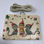 送料込み　受注作成　クリスマス猫ちゃんパスケース　動物IDカードホルダー　ねこネームホルダー  ネコ社員証