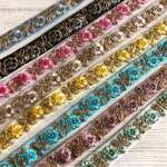 インド刺繍リボン 細め チロリアンテープ 花 アジアン アクセサリーパーツ