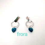 クリスタルブルーハート×ゆがみリングシルバーピアス