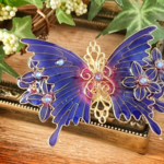 （ゴールドワイヤーver）ブルーベルの花と蝶のバレッタ（hair ornaments of butterfly & Bluebell flower）.