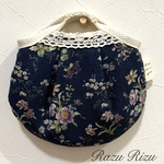 マスクケース　ロイヤルブルー　ナチュラルカントリーの花模様