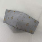 【M】キッズマスク 立体型　サイズM（グレー×ゴールド⭐︎）