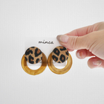 𓐍レオパード×アクリル ブラウン𓐍ピアス イヤリング　ヒョウ柄　オータム　秋　冬　インポート　オシャレ　人気　アニマル　淡色　ニュアンス