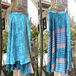 No,147◆BOHO◆インドサリー▲マキシ丈*リバーシブル巻きスカート