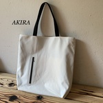 リバーシブル　キャンパストートバッグ　黒＆生成り　持ち手黒