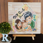 額付き(木製orアクリル）♪家型似顔絵・大きいサイズ♪珍しいハウスの形(^^♪
