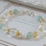 ヒマラヤ水晶*翡翠*シトリン*ムーンストーン*淡水パール*ブレスレット