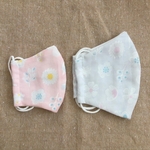 【親子セット送料込】親子ペア立体マスク SSサイズ(3歳〜5歳用)と成人女性用サイズ【花柄 GRY × PNK】