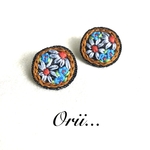 【中】デニムサークル花柄刺繍ピアス/イヤリング