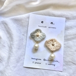 【ビーズ刺繍】【1600円→1200円】もくもく（パープル）::ビーズ:刺繍:ビーズ刺繍:樹脂イヤリング:樹脂ピアス:イヤリング:ピアス:プレゼント:タッセル:レースタッセル::