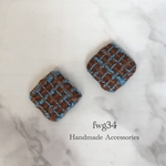 ツイード　チョコミント　イヤリング/ピアス