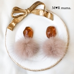 べっこう×ピンクベージュ ファー✳︎ピアス / イヤリング / 樹脂ノンホールピアス   -秋のお出かけに🎵-