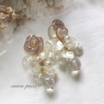 ヴィンテージ  ブライダル 花びら×パール タッセルピアス/イヤリング ウェディング