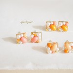 【sale】モロッコカラースクエアビジューピアス