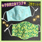 ★ジュニアサイズの立体マスク★ 【上下なし＆フィルターポケット付き】2枚セット!!
