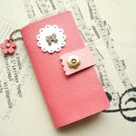 M様御予約品・可愛いドイリー・リボンのスマホケース・サーモンピンク・iPhone5s