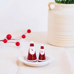 陶製　サンタのおやこ〈ワインレッド〉