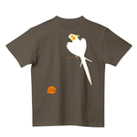 ごきげん オカメインコ 背中にルチノー アジアジ ワキワキ バックプリント Tシャツ ダークカラー 0235