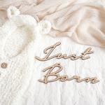 木製［送料込］レターバナー No.03［Just Born］ジャストボーン ニューボーンフォト セルフフォト NewBorn 撮影小物 新生児 誕生日 ガーランド  飾り付け wood ウッド　フォト