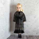 リカちゃんサイズ服＊フェイクレザーポケット付きノーカラーコート