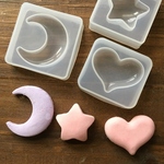 3種セット/1個150円！月・星・ハートのシリコンモールド型・厚みのあるぷっくりしたパーツが作れます／ＵＶ－ＬＥＤレジン液が使えます／型番438－Ｏ・Ｐ・Ｑ