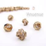 ゴールドCZメタルチャーム 8mm x 8mm【 Cross Ring Cube 】3個
