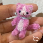 ミニチュア モールアート ハチワレ 濃いピンク猫 モールベア**Tamu bear 