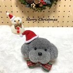 【クリスマス限定】 もふもふ トイプードル キーホルダー（サイズM）シルバー2色