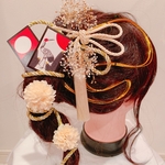 人気☆花札髪飾り☆組紐☆成人式髪飾り☆結婚式☆卒業式☆和装☆袴ヘア☆かすみ草☆プリザーブドフラワー☆前撮り☆ドライフラワー