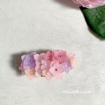咲き乱れる紫陽花バレッタ(夕焼け色)