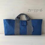 【入園入学】お名前*選べる2サイズピアニカケース*青11号帆布ピアニカケース*くすんだ青×ヒッコリー*斜め掛けバッグ*ショルダー