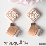 人気の刺繍ビーズとフェイクレザーのピアス/イヤリング#14
