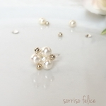 ✿新作☆SWAROVSKI☆ダブルトライアングルパールとこぼれるクリスタル　樹脂製イヤーカフ/イヤリング