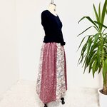 着物リメイクウエストゴムスカート送料無料フリーサイズ1点物着物リメイクウエストゴムギャザースカートハンドメイド着物リメイクスカート1点物NO.413